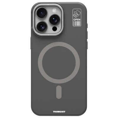 YoungKit iPhone 15 Pro Kılıf Magsafe Şarj Özellikli Kamera Standlı Silikon Youngkit Bitty Cream Kapak