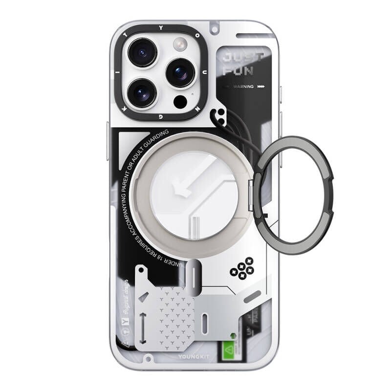 Apple iPhone 16 Pro Kılıf Magsafe Şarj Özellikli Youngkit 360° Standlı Technology Serisi Kapak