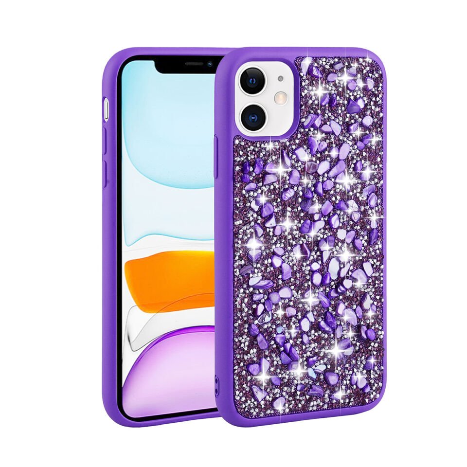Apple iPhone 11 Kılıf Parlak Taşlı Tasarım Benks Linea Kapak mürdüm