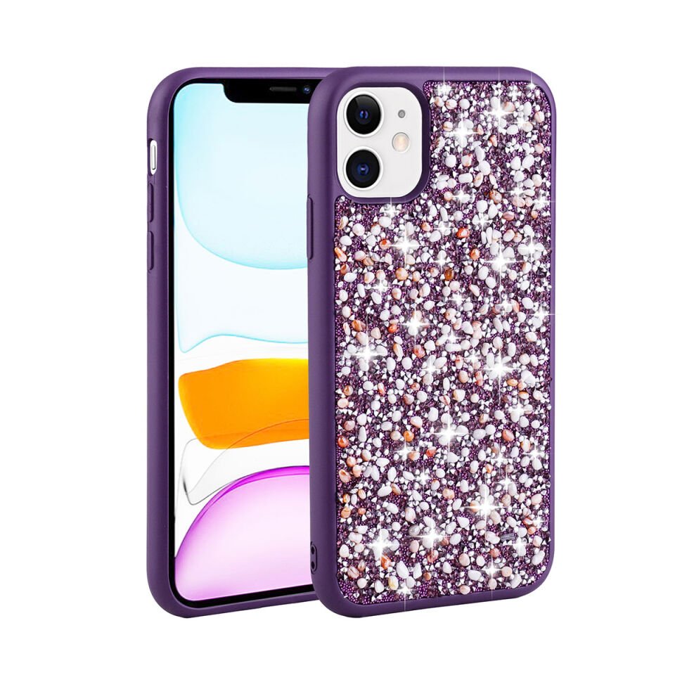 Apple iPhone 11 Kılıf Parlak Taşlı Tasarım Benks Linea Kapak mürdüm