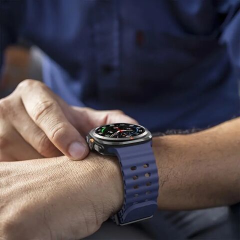 Samsung Galaxy Watch 7 Ultra ile Uyumlu Spor Silikon Kordon Lacivert