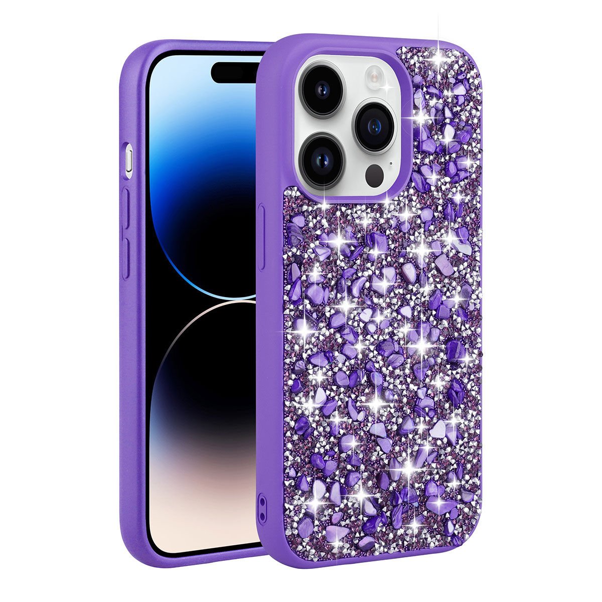 Apple iPhone 14 Pro Kılıf Parlak Taşlı Tasarım Benks Linea Kapak pembe