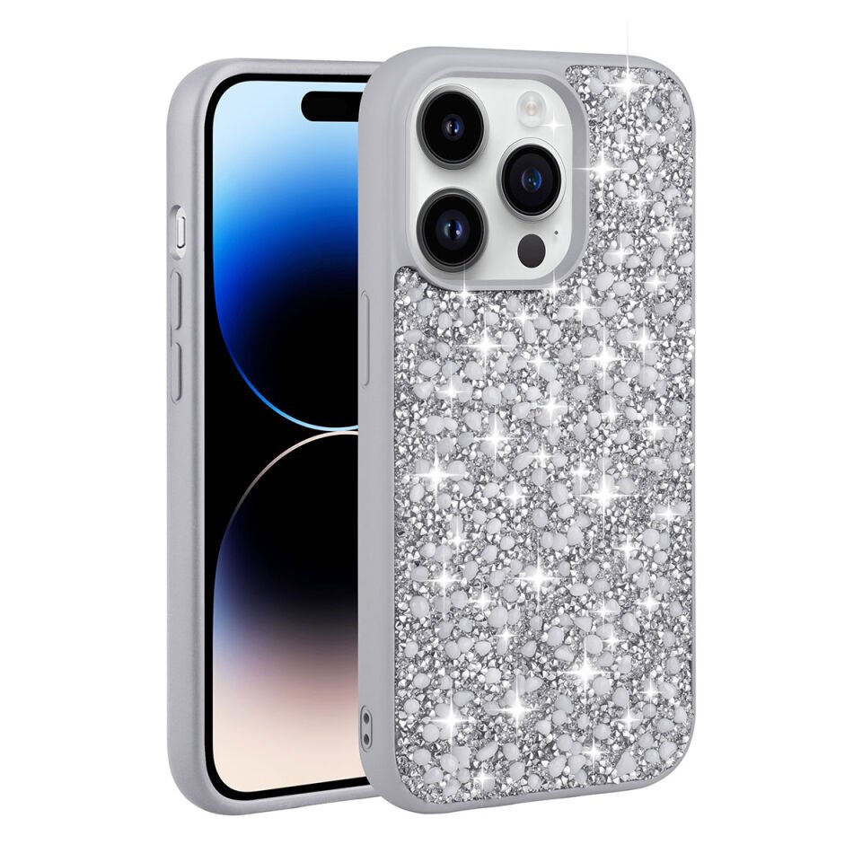 Apple iPhone 14 Pro Kılıf Parlak Taşlı Tasarım Benks Linea Kapak pembe