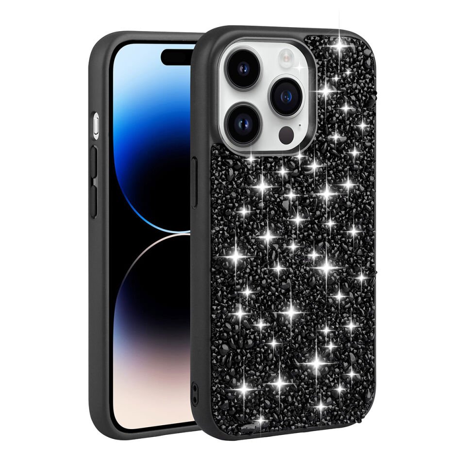 Apple iPhone 14 Pro Kılıf Parlak Taşlı Tasarım Benks Linea Kapak pembe