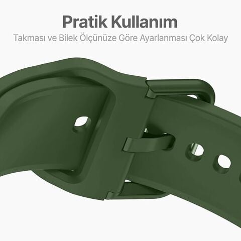 Samsung Ve Huawei Kavisli Tam Uyumlu 20 Mm Spor Silikon Düz Tasarım Kordon Yeşil