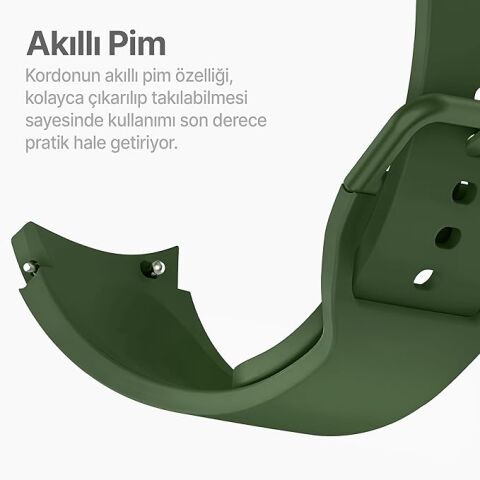 Samsung Ve Huawei Kavisli Tam Uyumlu 20 Mm Spor Silikon Düz Tasarım Kordon Yeşil