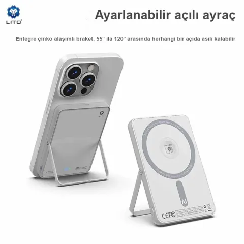 Lito LP01 Kablosuz Manyetik Powerbank 5000Mah SİYAH