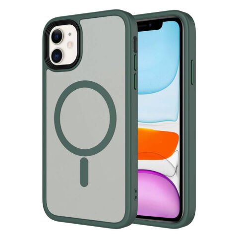 Apple iPhone 11 Kılıf Mat Arka Yüzey Wireless Şarj Özellikli Flet Magsafe Kapak mavi