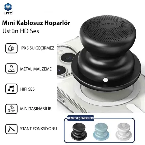 LITO-Mini Magsafe Bluetooth Hoparlör LS04, Gümüş MAVİ