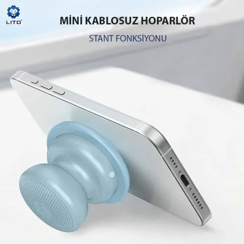 LITO-Mini Magsafe Bluetooth Hoparlör LS04, Gümüş MAVİ