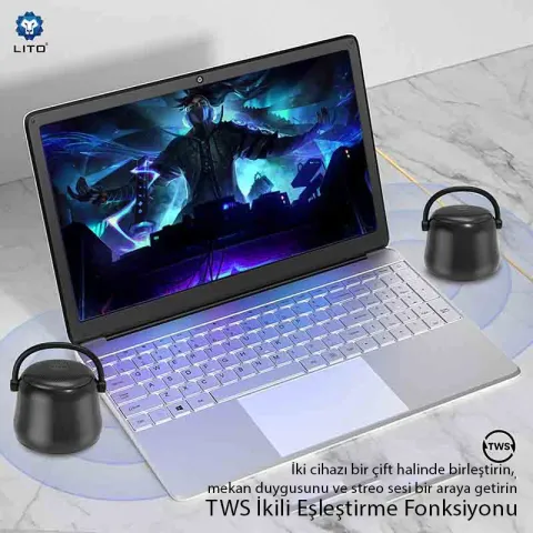 LITO Mini Bluetooth Hoparlör LS03, Gun Metal SİYAH