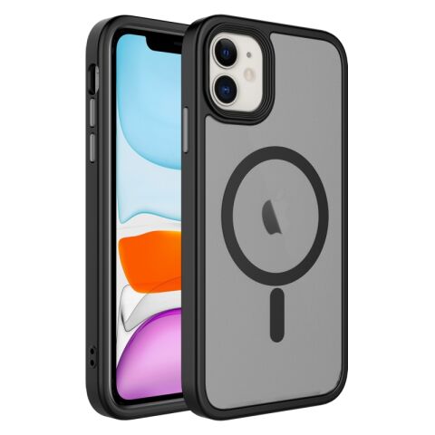 Apple iPhone 12-12 Pro  Kılıf Mat Arka Yüzey Wireless Şarj Özellikli Flet Magsafe Kapak derin mor
