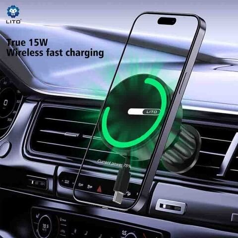 LITO LT-W06 15W Manyetik Kablosuz Şarjlı Araç Telefon Tutucu