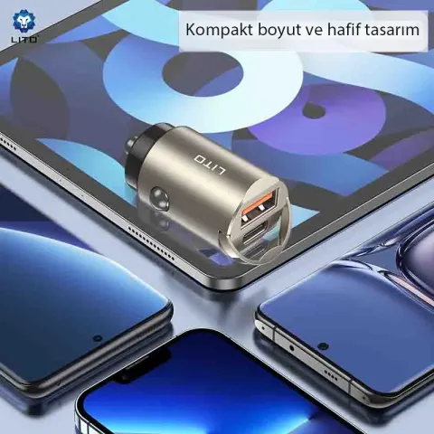 LITO-Mini Araç Şarjı IN-C03, GunMetal SİYAH
