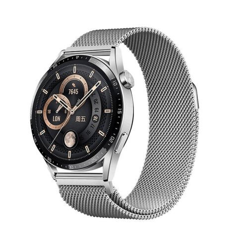 Samsung Ve Huawei Uyumlu 20 Mm Çelik Hasır Kordon Gümüş