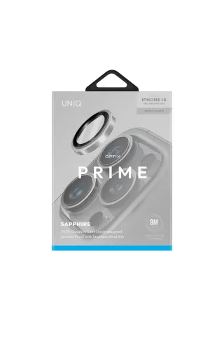 Uniq iPhone 16 Pro Max Optix Çelik Çerçeveli Sapphire Kamera Lens Koruyucu - Gümüş