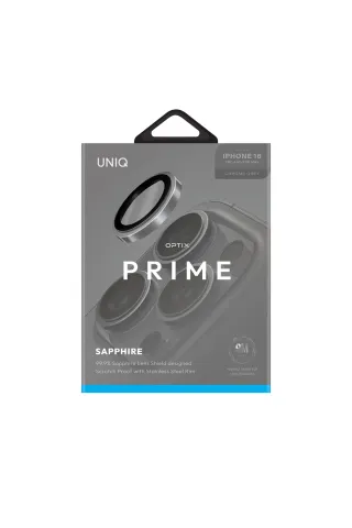 Uniq iPhone 16 Pro Max Optix Çelik Çerçeveli Sapphire Kamera Lens Koruyucu - Gri