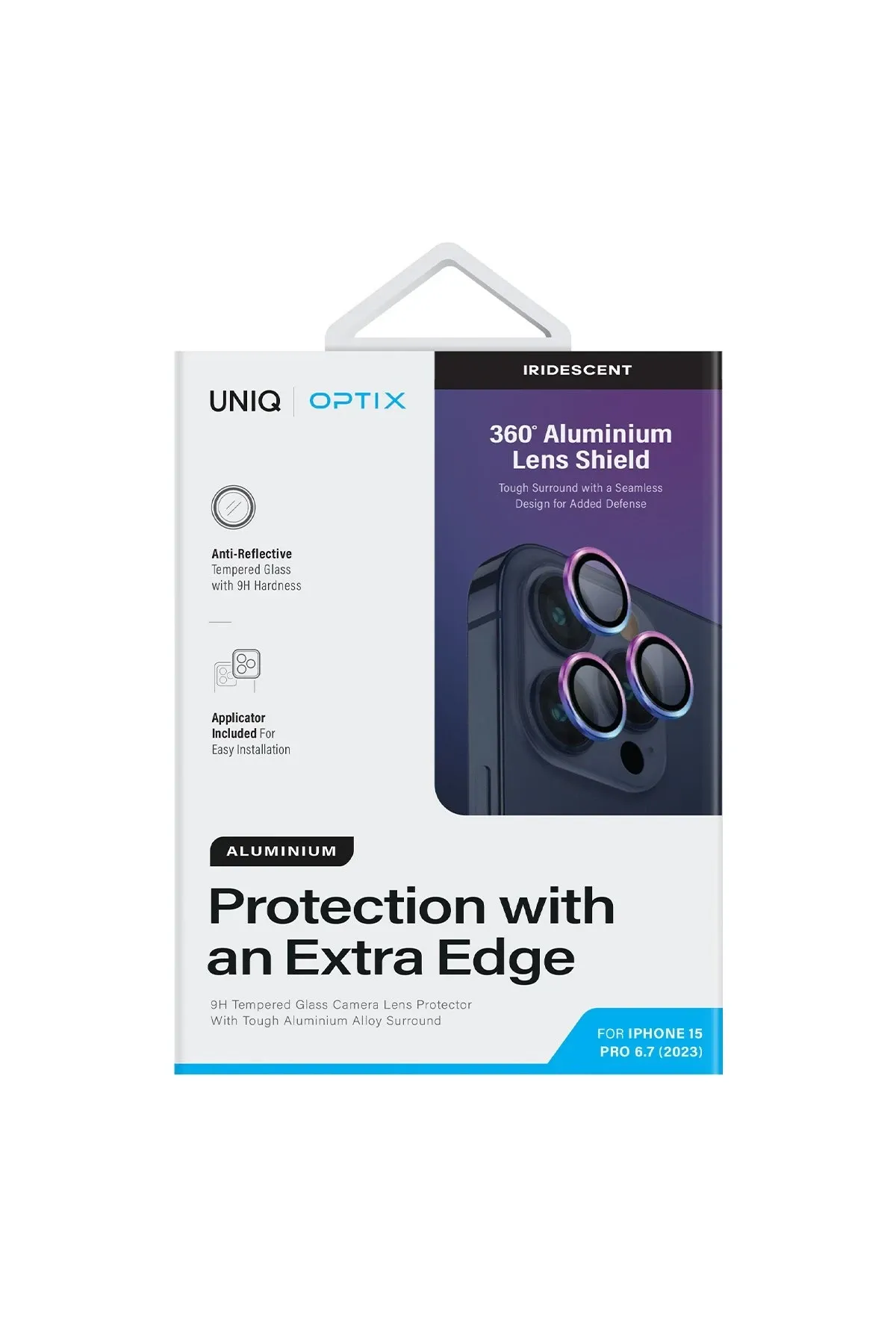 Uniq iPhone 15 Pro - 15 Pro Max Optix Alüminyum Kamera Lens Koruyucu - Gökkuşağı