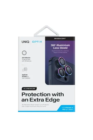 Uniq iPhone 15 Pro - 15 Pro Max Optix Alüminyum Kamera Lens Koruyucu - Gökkuşağı