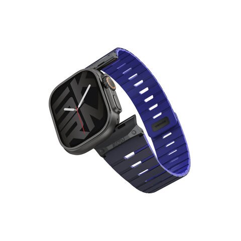 Apple Watch 10 46mm Skinarma Gemini Serisi TPU Magnetik Silikon Kordon Turuncu-Siyah