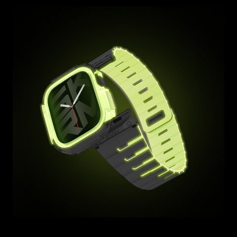 Apple Watch 10 42mm Skinarma Nightglow Atom TPU Kasa Koruyucu + Gemini Silikon Kordon
