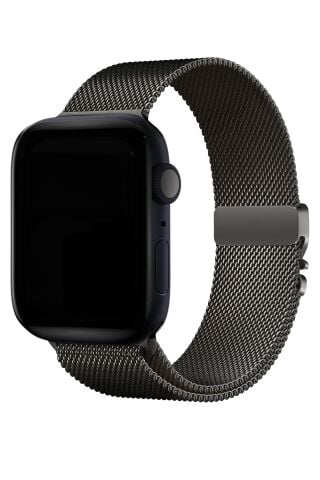 Apple Watch Ultra Uyumlu İnce Örgü Milano Loop - Siyah