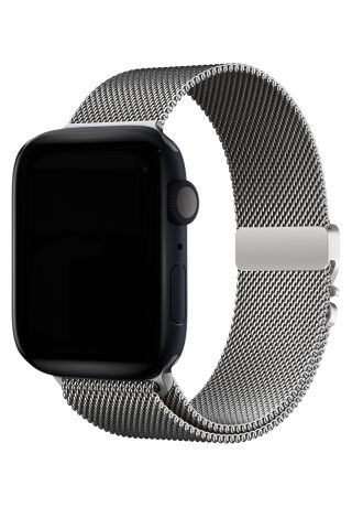 Apple Watch Ultra Uyumlu İnce Örgü Milano Loop - Gümüş Gri