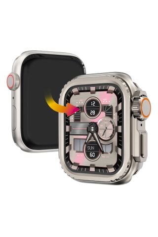 Apple Watch Ultra Dönüştürücü Bumper Çelik Kasa Koruyucu starlight 46