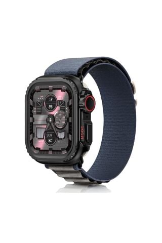 Apple Watch Ultra Dönüştürücü Bumper Çelik Kasa Koruyucu Siyah 46