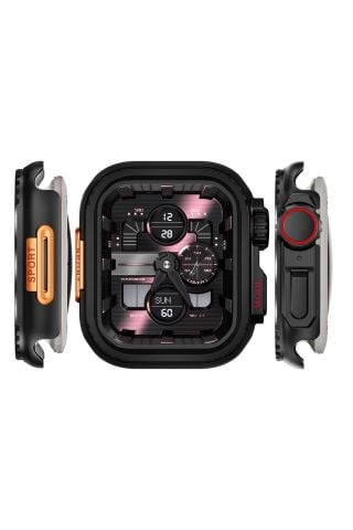 Apple Watch Ultra Dönüştürücü Bumper Çelik Kasa Koruyucu Siyah 46