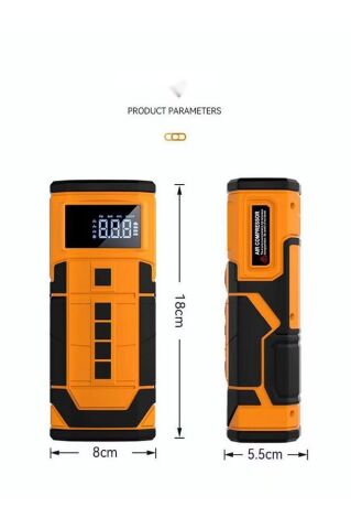 A-5577 8000mAh Akü Takviyeli Şişirme Kompresörü - Led Ekranlı Scooter, Araba ve Bisiklet Pompası