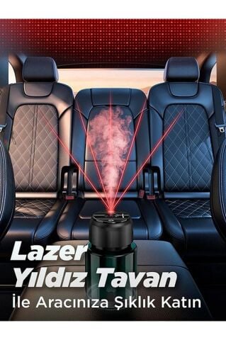 Premium Hava Nemlendirici Kokulu 160ml | Lazer Yıldız Tavan Efektli Otomatik Araç İçi Koku Difüzör