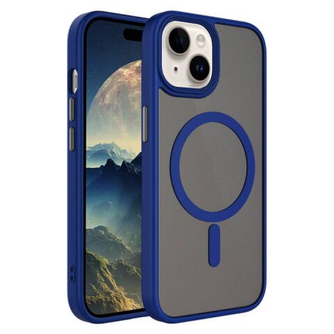 Apple iPhone 15 Plus Kılıf Mat Arka Yüzey Wireless Şarj Özellikli  Flet Magsafe Kapak yeşil