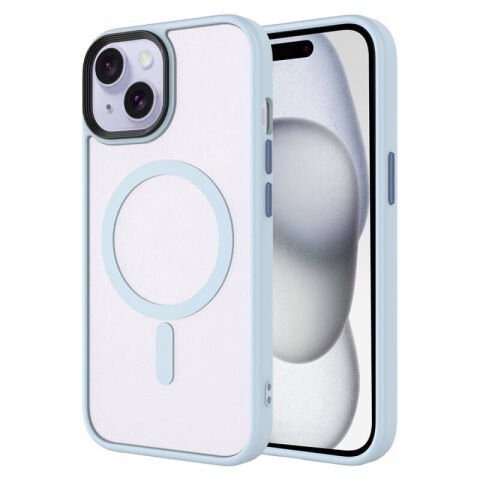 Apple iPhone 15 Plus Kılıf Mat Arka Yüzey Wireless Şarj Özellikli  Flet Magsafe Kapak yeşil