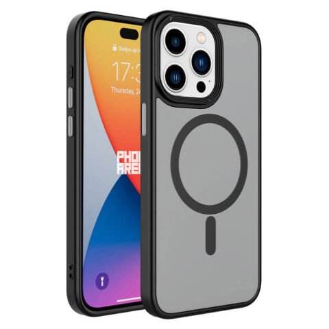 Apple iPhone 15 Pro Kılıf Mat Arka Yüzey Wireless Şarj Özellikli Flet Magsafe Kapak yeşil