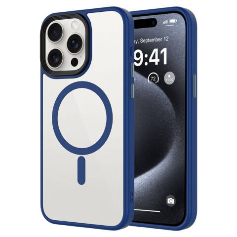 Apple iPhone 15 Pro Kılıf Mat Arka Yüzey Wireless Şarj Özellikli Flet Magsafe Kapak yeşil