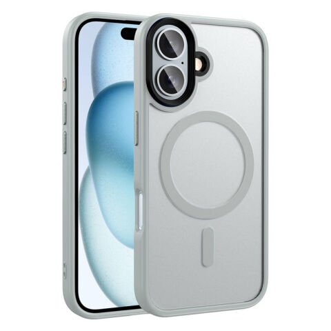 Apple iPhone 16 - 16 Plus Kılıf Mat Arka Yüzey Wireless Şarj Özellikli  Flet Magsafe Kapak yeşil