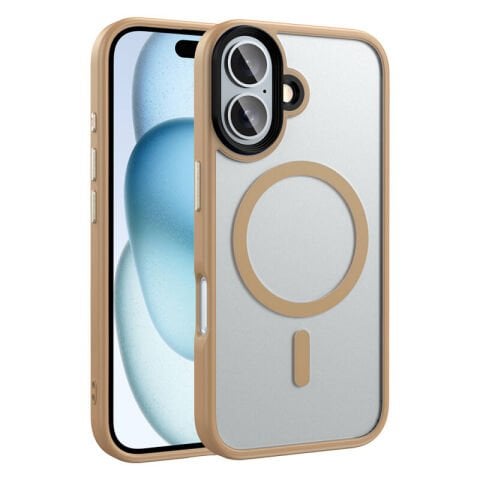 Apple iPhone 16 - 16 Plus Kılıf Mat Arka Yüzey Wireless Şarj Özellikli  Flet Magsafe Kapak yeşil