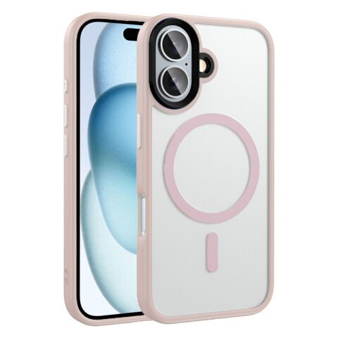 Apple iPhone 16 - 16 Plus Kılıf Mat Arka Yüzey Wireless Şarj Özellikli  Flet Magsafe Kapak yeşil