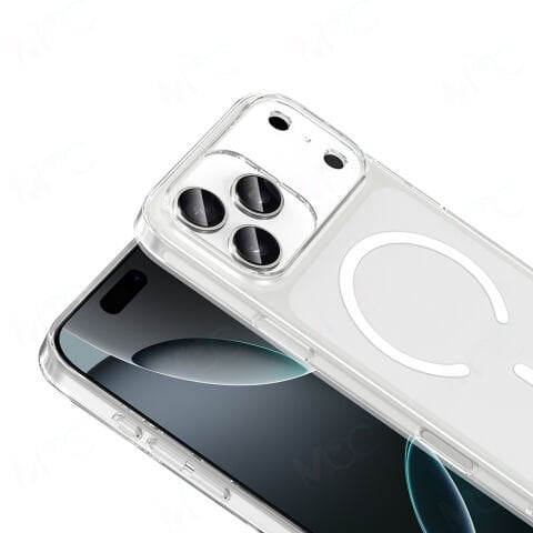 Apple iPhone 17 Pro Kılıf Sararmaz M-safe Şarj Özellikli Şeffaf Kamera Çerçeveli Porto Kapak
