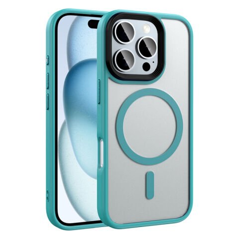Apple iPhone 16 Pro Kılıf Mat Arka Yüzey Wireless Şarj Özellikli  Flet Magsafe Kapak siyah