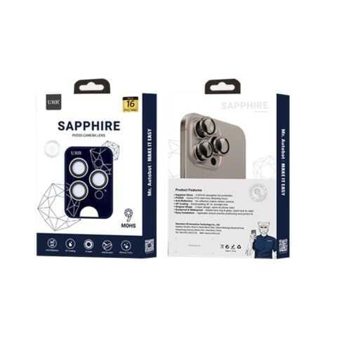 URR İPHONE 16 PRO - PRO MAX SAPPHİRE PVDSS GOLD LENS KORUMA gümüş