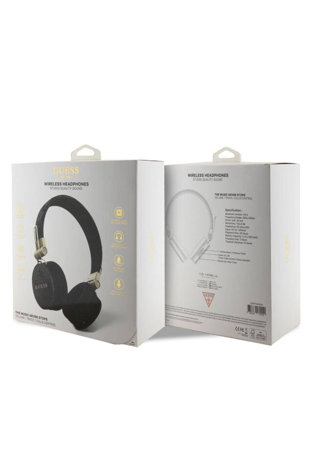 Guess Kulak Üstü Bluetooth 5.3 Kulaklık 4G Desenli Metal Logolu