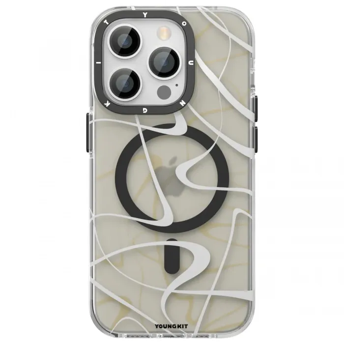 Apple iPhone Kılıf Magsafe Şarj Özellikli Youngkit Water-Ink Serisi Kapak SM001