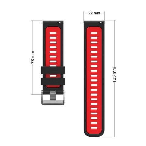 Huawei Ve Samsung Uyumlu 22 Mm Çift Renkli Silikon Kordon Yeşil Siyah
