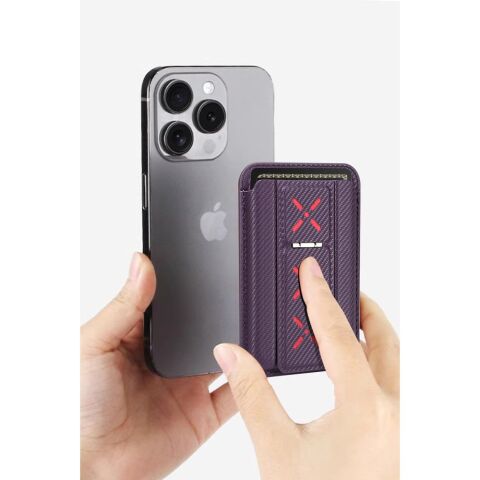 HDD iPhone 14 Pro Max HBC-258 Hamburg Magnet Kartvizitli Standlı Kapak derin mor