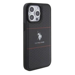 iPhone 15 Pro  Kılıf U.S. Polo Assn. Orjinal Lisanslı Deri Şeritli Logo Dizayn Kapak