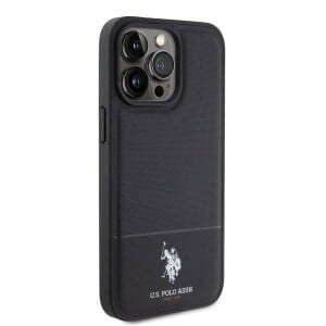 iPhone 15 Pro U.S. Polo Assn. Orjinal Lisanslı Suni Deri Arka Yüzey Baskı Logolu Örgü Desenli Kapak