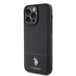 iPhone 15 Pro U.S. Polo Assn. Orjinal Lisanslı Suni Deri Arka Yüzey Baskı Logolu Örgü Desenli Kapak