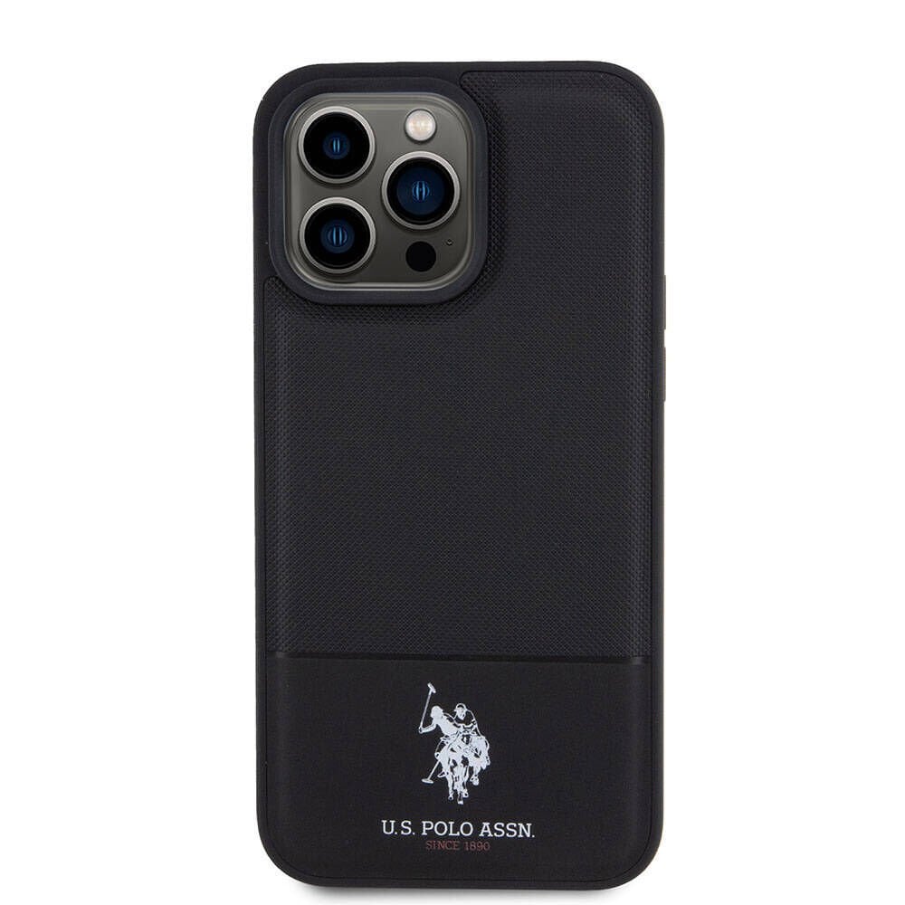 iPhone 15 Pro U.S. Polo Assn. Orjinal Lisanslı Suni Deri Arka Yüzey Baskı Logolu Örgü Desenli Kapak
